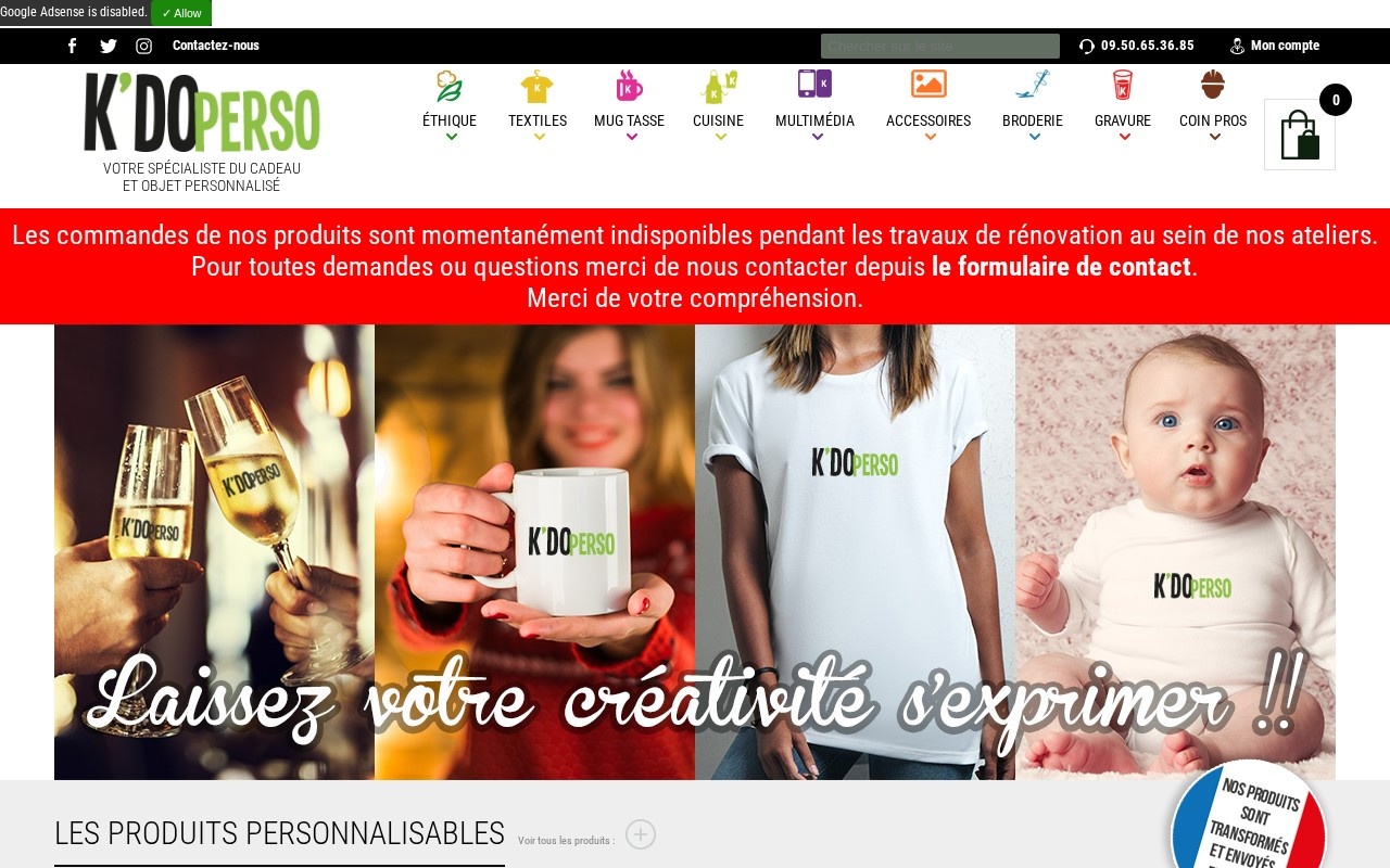 Site K'do Perso — objets personnalisés à Besançon réalisé par Panda SEO