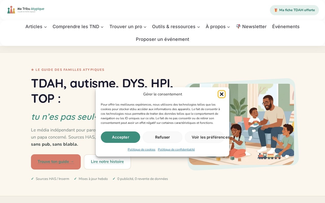 Site Ma Tribu Atypique — média TND réalisé par Panda SEO