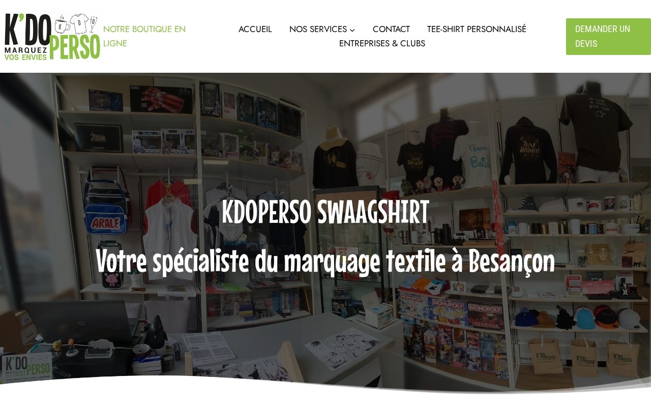 Site Swaagshirt — marquage textile à Besançon réalisé par Panda SEO